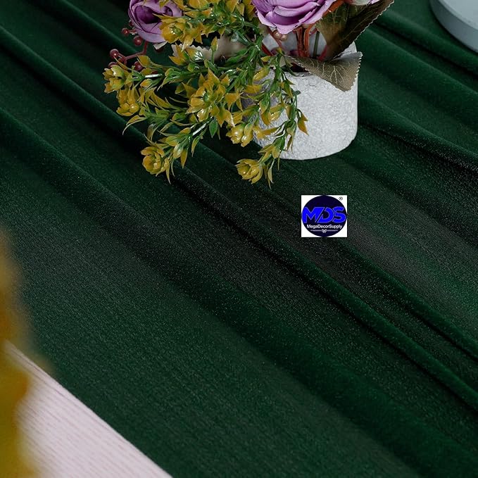 MDS 25 Pack 10ft Chiffon Table Runner 29 x 120 Inches Sheer Wedding Runner Romantic Rustic Table Runner for Wedding Decorations, Birthday Parties, Bridal Shower Party Arch Decor - Hunter Green