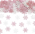 200PC Pink Glitter Snowflake Confetti Winter Onderland Decorations Paper Snowflakes Table Scatter for Winter Wonderland Birthday Baby Shower Party Decor