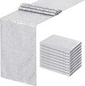 Silver Table Runner 10 Packs 12x72 Inch Sequin Glitter Table Runner for Rectangle Tables for Birthday Banquet Wedding Baby Shower Party Decorations