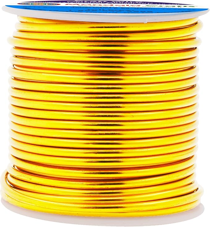 Mandala Crafts 12 Gauge Anodized Aluminum Craft Wire for Jewelry Making - 60 FT Colored Flexible Light Gold Tone Wire - Bendable for Bonsai Armature Crafting Sculpting