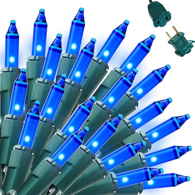 Joiedomi Blue Christmas String Lights,100 Count 22.3FT Christmas Fairy Tree Lights Plug in for Indoor Outdoor Xmas Decorations Patio Holiday Theme Party Yard House,Green Wire