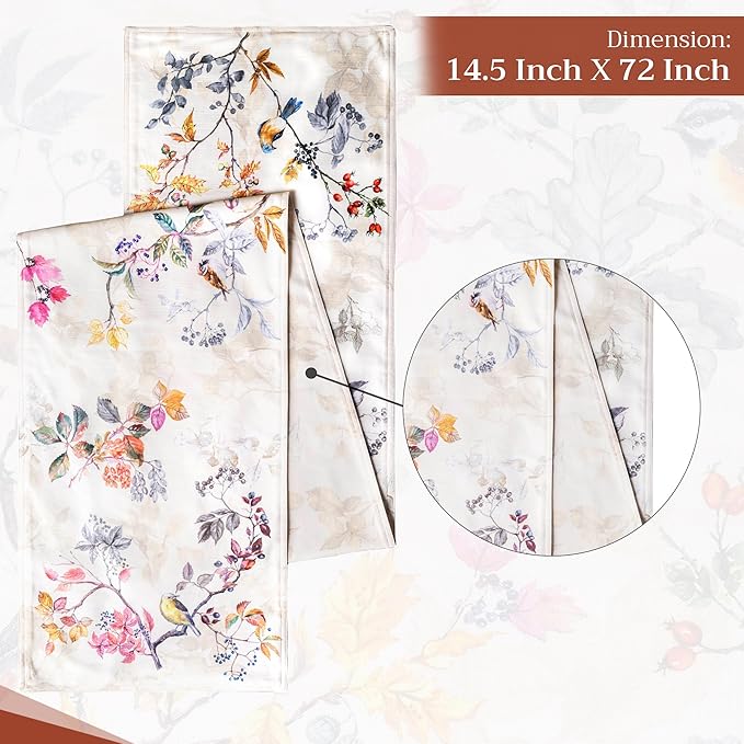 Maison d' Hermine Table Runner 100% Cotton Double Layer Table Runners 72 inches Long for Thanksgiving Christmas Decorations Home Kitchen Dining Party Wedding (Equinoxe - Beige, 14.5" x 72")