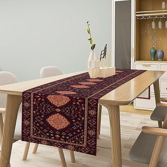Vintage Boho Aztec Table Runner, Rustic Farmhouse Magical Kitchen Dining Home Party Table Decor 13x90in