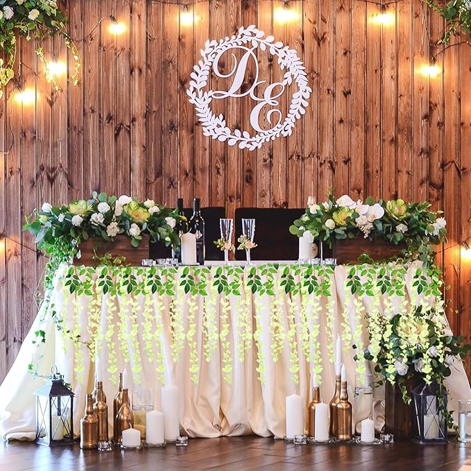 5 Pack Green Wisteria Hanging Flowers, 3.44 Ft Fake Hanging Flowers, Artificial Wisteria Garland Vines for Wedding Room Backdrop Outdoor Patio Garden Decoration