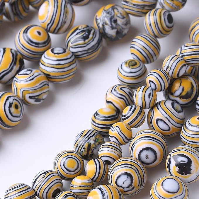 Yellow Peacock Turquoise Stone Beads Gemstone Round Crystal Energy Jade Beads Stone Beads for Jewelry Making DIY Bracelet Necklace Jewelry Making 1 Strand 15.5inch 4MM
