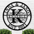 Personalized Metal Name Signs, Split Letter Monogram Wall Decor, Custom Last Name Sign, Family Name Sign for Outdoor, Personalized Wedding Gift, Garden Decor, Metal Wall Art, Housewarming Gift (MonogramDesign_8)