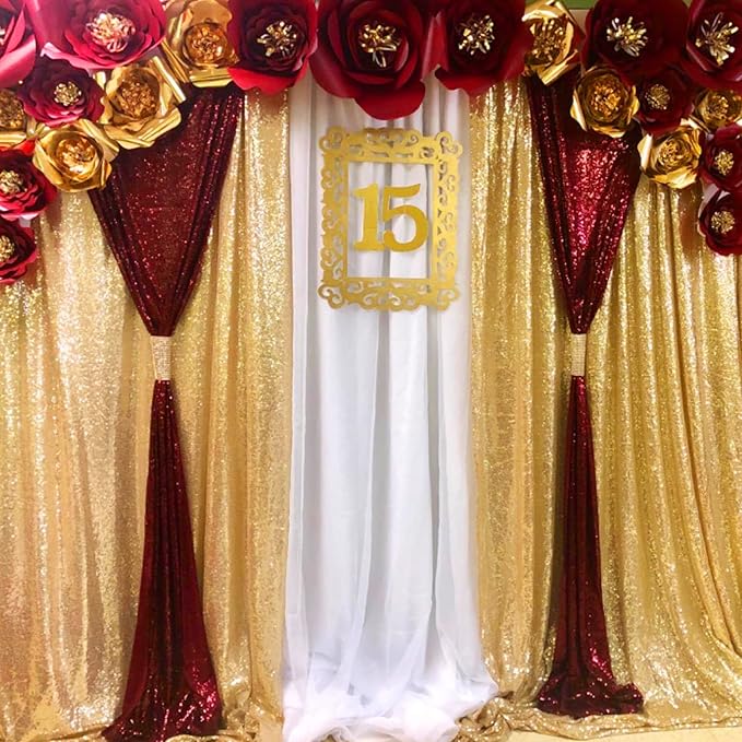 JYFLZQ Burgundy Sequin Backdrop Curtains 8ft x 8ft 1 Panel Glitter Photo Booth Backdrops Sparkly Photography Background Drapes for Parties Wedding Bridal Showers