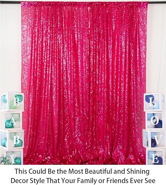 ShiDianYi 4FTX6FT-Fuchsia-SEQUIN Photo Backdrop, Wedding Photo Booth,Photography Background (Fuchsia)