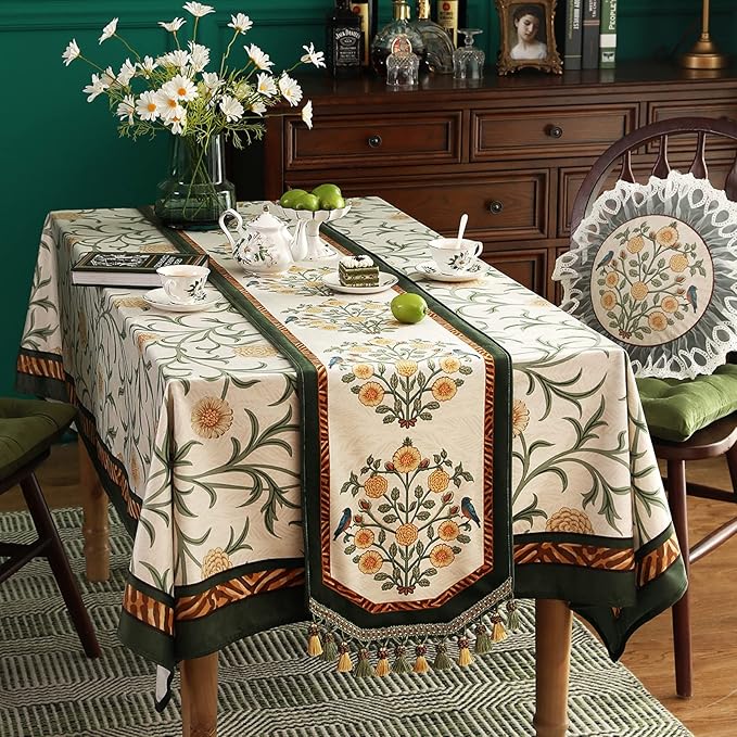 patdrea Velvet French Table Runner Farmhouse for Home Kitchen Dining Decor Parties Family Dinners Wedding 12"*102"