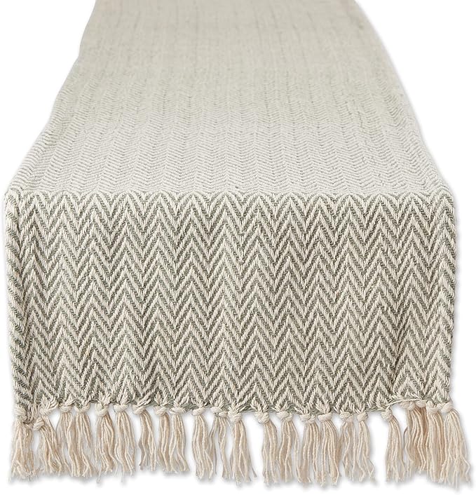 DII Woven Basic Tabletop Collection, Chevron Table Runner, 15x72, Artichoke