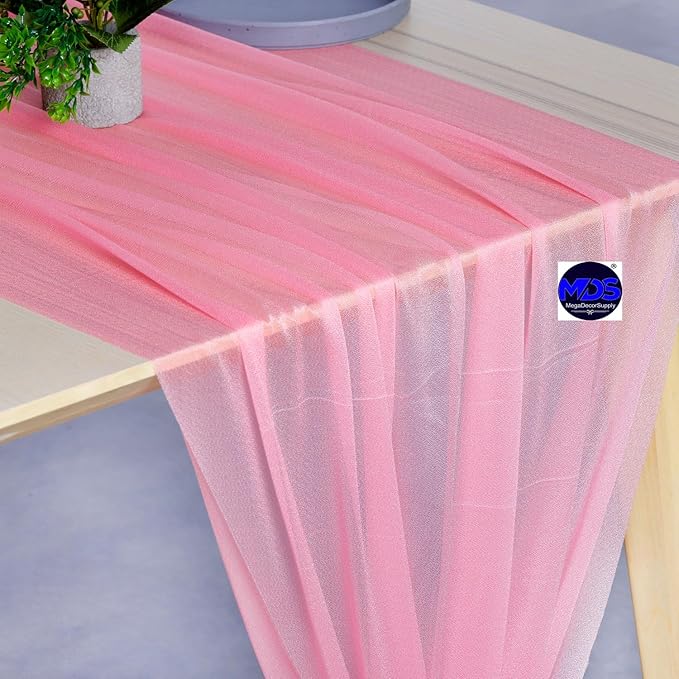 MDS Halloween Chiffon Table Runner - 5 Pack, 29 x 170 Inches, 14ft Each - Sheer Spooky Table Runners for Haunted House Parties, Trick-or-Treat Tables, Witchy Décor, Wedding & Events - Coral