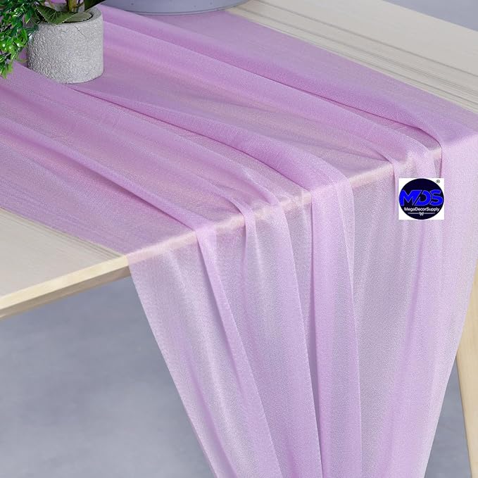 MDS Halloween Chiffon Table Runner - 1 Pack, 29 x 170 Inches, 14ft Each - Sheer Spooky Table Runners for Haunted House Parties, Trick-or-Treat Tables, Witchy Décor, Wedding & Events - Orchid