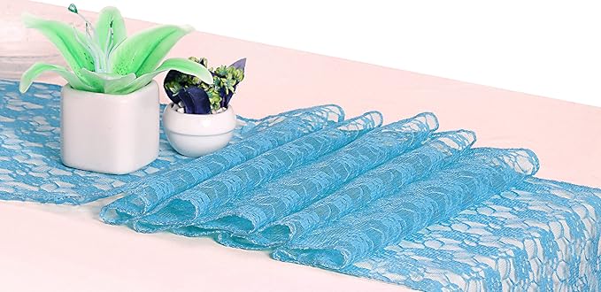 MDS Pack of 12 Wedding 12 x 108 inches Satin Table Runner for Wedding, Decorations for Birthday Parties, Banquets, Graduations, Engagements, Runners fit Rectangle, Round Table- Turquoise