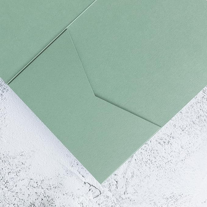 20 PCS Sage Green Tri-fold Laser Cut Wedding Invitation Pockets for 5x7 Wedding Cards Bridal Shower Engagement Quinceanera Invitation