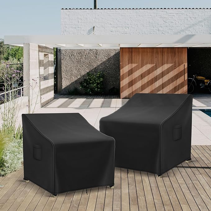 Patio Furniture Covers Waterproof for Chairs, Lawn Outdoor Chair Covers 2 Pack, Patio Chair Covers for Outdoor Furniture Fits up to 36W x 37D x 36H inches, Black