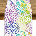Purple Flowers Table Runner, Chrysanthemum Dahlia Vintage Modern Colorful Spring Summer Elegant Table Runner for Party Kitchen Dining Living Room Laundry Room Decor, 13x70 Inch