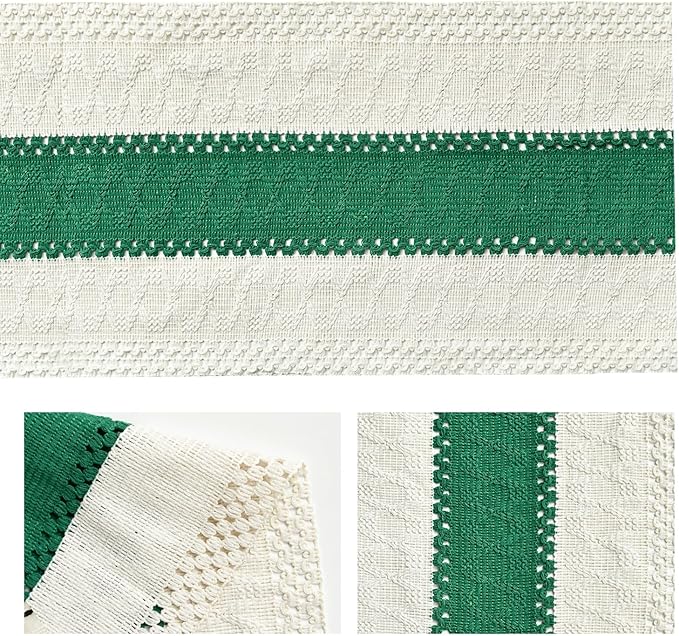 Artoid Mode Dark Green Farmhouse Rustic Table Runner, Seasonal Holiday Hollow Kitchen Dining Table Decoration for Home Party Decor 12x48 Inch