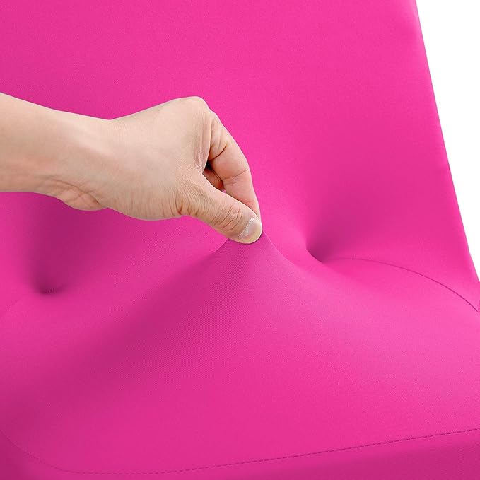 Peomeise Stretch Spandex Folding Chair Cover for Wedding Party Dining Banquet Event (Fuchsia,12pcs)