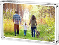 Boxalls 6x8 Inches Acrylic Picture Frame, Double Sided Clear Frameless Photo Frame with Magnetic Desktop Transparent