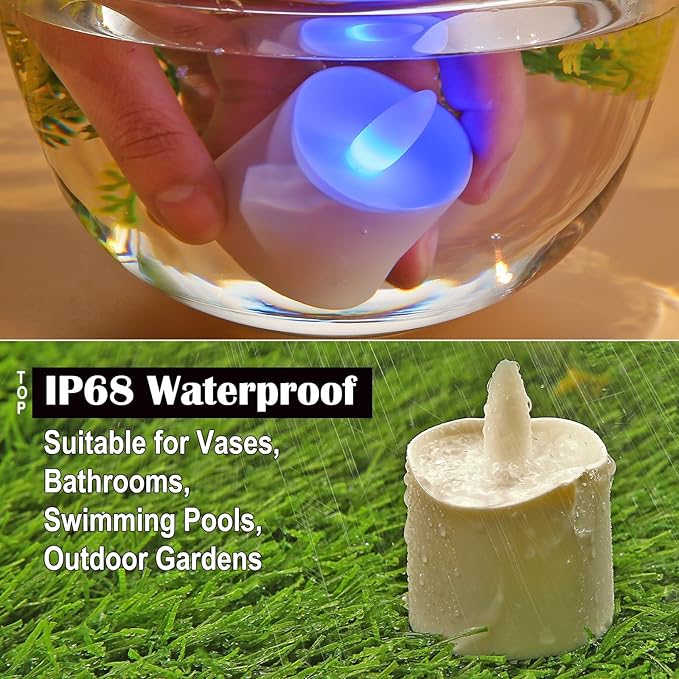 HL Flameless Candles with Remote Timer&Charging Station, 60+Hours Rechargeable Waterproof Outdoor RGB Tea Lights Colorful Candles for Valentine's Gift Halloween Christmas Home Party Decor-6pcs