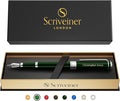 Scriveiner Personalized British Racing Green Pen - Stunning Green Lacquer Luxury Pen w/Chrome Finish, German Schmidt Nib (Medium), Best Engraved Fountain Pen Gift Set for Men & Women, Name Engraving
