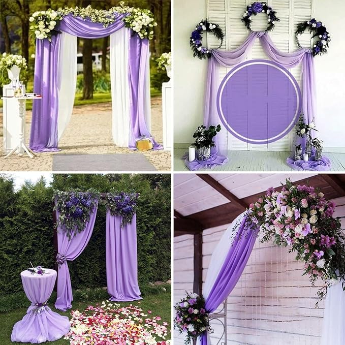 6 Panels Lavender Wedding Arch Drapery 28" x20Ft Wedding Arch Draping Fabric Chiffon Fabric Drape Sheer Backdrop Curtain for Weddings Party Swag Ceremony Birthday Arbor Drapery Reception Ceiling Décor
