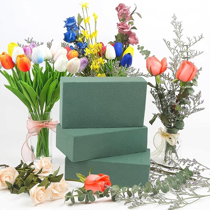 CCINEE 3 Pcs Floral Foam Bricks,Mini Florist Flower Foam Green Blocks Supplies for Fresh and Artificial Flower Arrangements Crafts DIY