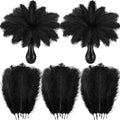 Crowye 100 Pcs Ostrich Feathers Bulk for Centerpieces Craft Ostrich Feathers for Vase Wedding Masquerade Party Home Costume Decorations (6-8 Inch,Black)
