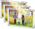 Boxalls 5x7 Inches Acrylic Picture Frames- 3 Pack, Desktop Frameless Photo Frames with Magnetic, Double Sided Transparent (3 Pack)