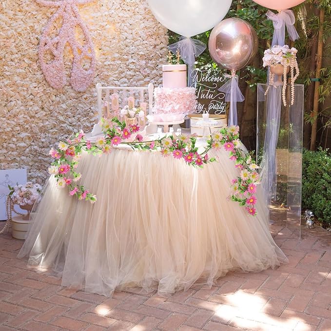Silk Flower Garland Pink Wildflower Garland with Artificial Sunflower Daisy 6.5Ft Fake Hanging Vines for Party Wall Home Party Backdrop Wedding Indoor Baby Shower Decorations