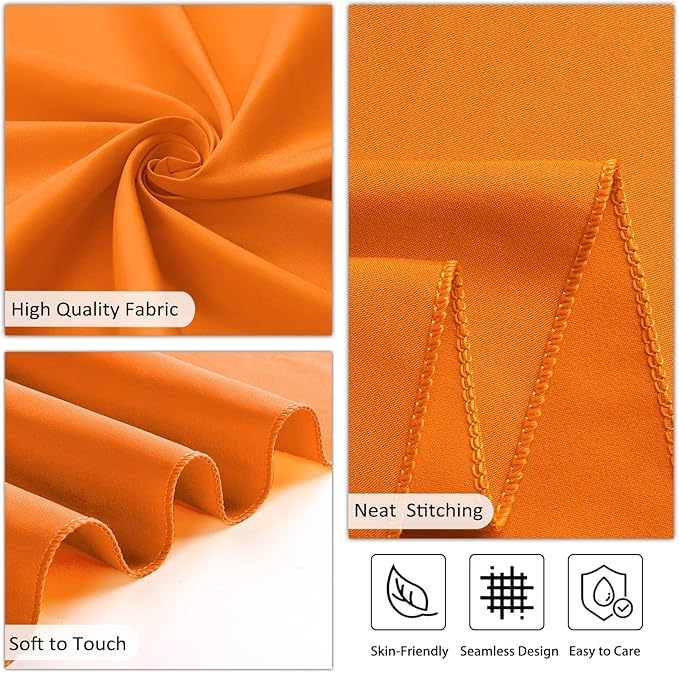 8 Pack Orange Tablecloth 60 x 102 Inch Rectangular Tablecloths for 6 Foot Rectangle Tables, Wrinkle Resistant Orange Table Cloth Washable Polyester Fabric for Buffet Wedding Party Banquet