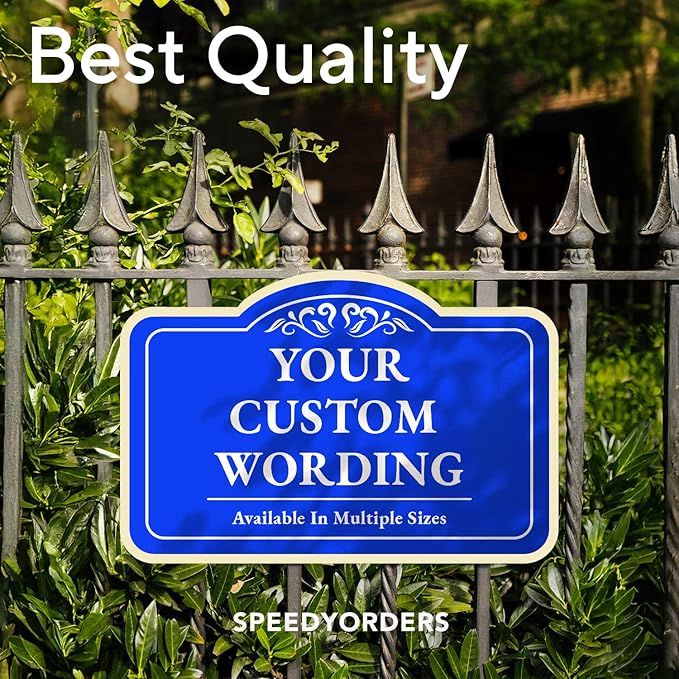 Custom Decorative Outdoor Metal Sign - Personalized Aluminum Driveway Sign, Waterproof, Made in USA - Design 1 Blue Steel, 18x12 In