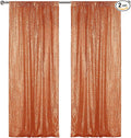 Sugargirl Orange Sequin Backdrop Curtain 2 Panels 2FTx8FT Glitter Orange Background Drapes Sparkle Photography Backdrop for Party Wedding Birthday Wall Decoration