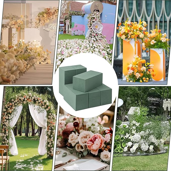 IHDYPPEW 20 PCS Green Floral Foam Blocks, 6"L x 3"W x 2.5"H Floral Foam for Flower Arrangements, Dry and Wet Florist Foam for Flowers, Flower Foam Bricks for Flowers Business, Outdoor, Weddings