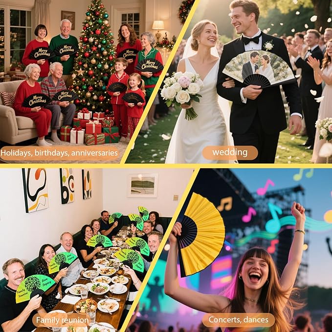 Custom Fans with Your Photo/Text - Personalized Folding Hand Fan for Line Dancing, Weddings, Parties | Decorative Gift for Women, Church Events & Dance Performances (10, 13 Inch)