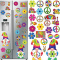 25 Pieces Car Magnet Decorations 60s Hippie Theme Party Magnetic Decals Fridge Magnets Flower Peace Car Magnetic Sticker Love Sign Colorful Hippie Decals for Refrigerator Mailbox Decor