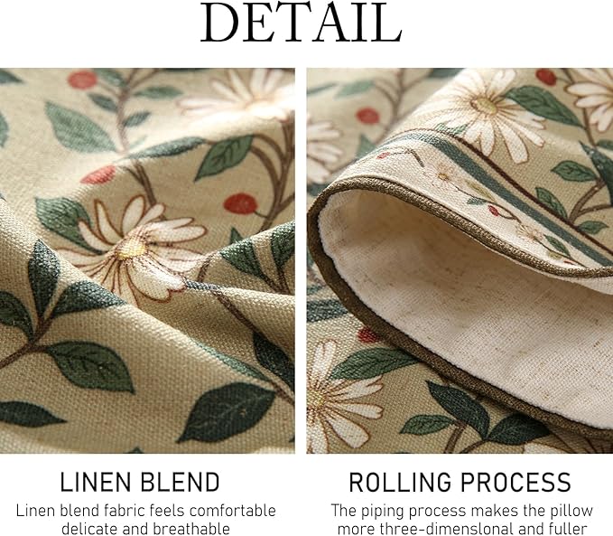ISAENNE Designer Green Elegant Linen Table Runner 71 Inches Long,Flower and Leaves Pattern Wrinkle Resistant Table Runners for Dining Tables,Thanksgiving,Kitchen Tables,Christmas,12"*71"-Brune