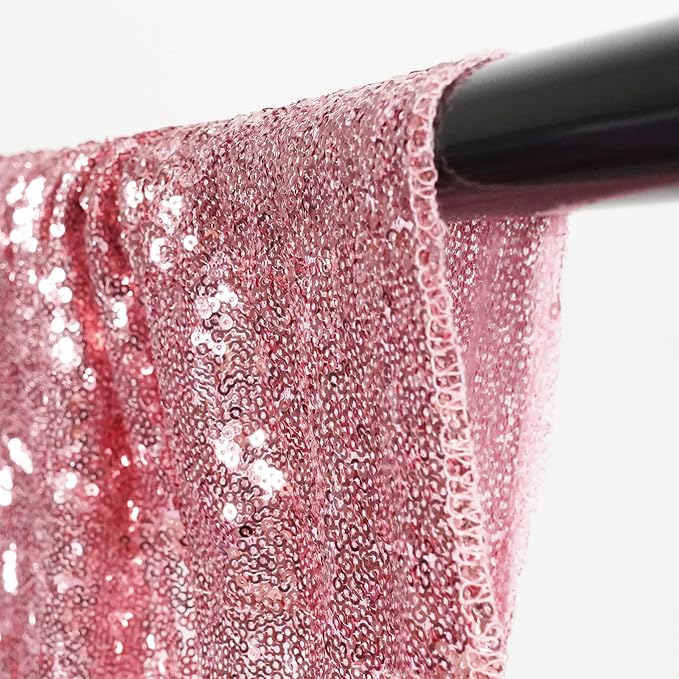 Poise3EHome Fuchsia Pink Sequin Backdrop Curtains, 2 Panels 2FTx8FT Glitter Background for Party Birthday Party Baby Shower Wedding Christmas Thanksgiving Holiday Festival Decor