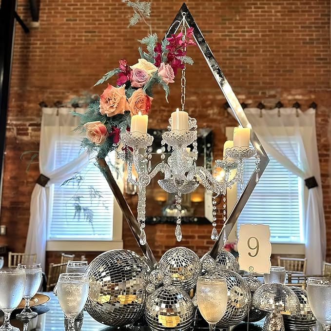 European Wedding Romantic Candlestick 45 "Table top Candlestick Metal Candlestick Table for Wedding Party Activities in The Center of The Room (Silver, 4PCS)