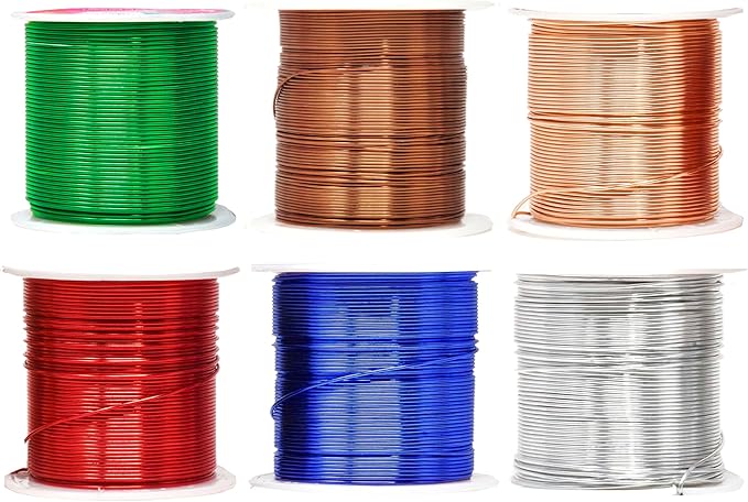 Mandala Crafts 14 Gauge Anodized Aluminum Craft Wire for Jewelry Making – 330 FT Colored Flexible Silver Copper True Blue Brown Red Kelly Green Wire - Bendable for Bonsai Armature Crafting Sculpting