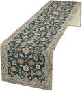 Vintage Boho Floral Table Runner, Rustic Country Farmhouse Blue Teal Red Bohemia Flower Pattern for Home Kitchen Table Decor Dining Coffee Room Party Decor 13x36in
