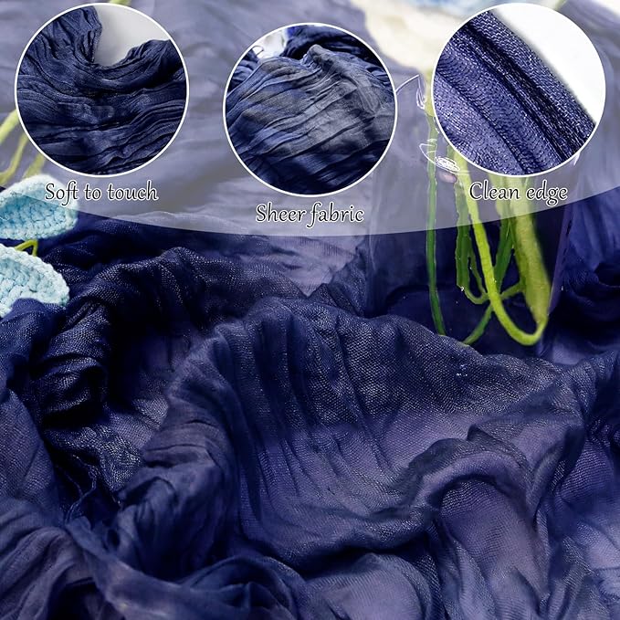 6-Pack Navy Blue Cheesecloth Table Runners – 10FT (35x120 Inch) Boho Rustic Gauze Fabric Cheese Cloth Table Runner for Weddings, Baby Showers, Bridal Shower, Farmhouse & Birthday Party Decor