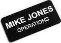 Custom Engraved Name Tag Badges – Personalized Identification with Pin or Magnetic Backing, 1.5 Inches x 3 Inches, Black/White