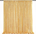 QueenDream Gold Sequin Backdrop Curtain Party Decorations: 10ft x 10ft Glitter Background Sequin Fabric for Wedding Birthday Ceremony