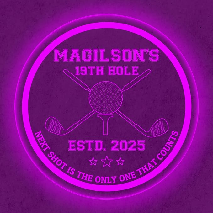 Custom Golf LED Bar Sign – Personalized Color Changing Acrylic Wall Decor for Home Bar, Man Cave, Game Room, or Patio (Golf Bar, 20 INCHES)