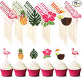 Luau Cupcake Toppers Tropical Cake Decorations Hawaiian Toothpicks Sticks with Flamingo Pineapple Palm Leaves Shape Picks for Summer Beach Theme Party Favors Supplies, 6 Styles (72)