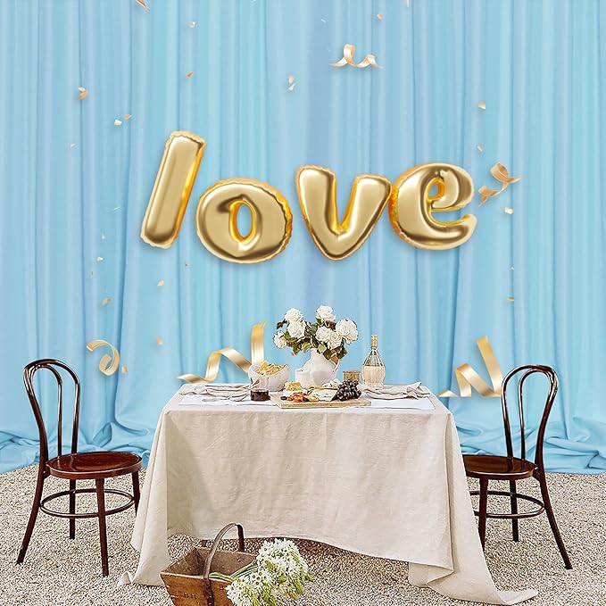 MEETSKY 10x 8 Baby Blue Backdrop Curtain for Baby Shower Parties Rod Pocket Light Blue Curtains Backdrop Drapes Fabric Decoration for Birthday Party Photography 5ft x 10ft,2 Panels