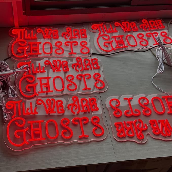 Til We Are Ghosts Neon Sign Halloween Party LED Neon Light Home Decor Gothic Wedding Backdrop Decoration Personalized Gift, Valentines Gift Birthday Party, Anniversary Engagement Gift-Red