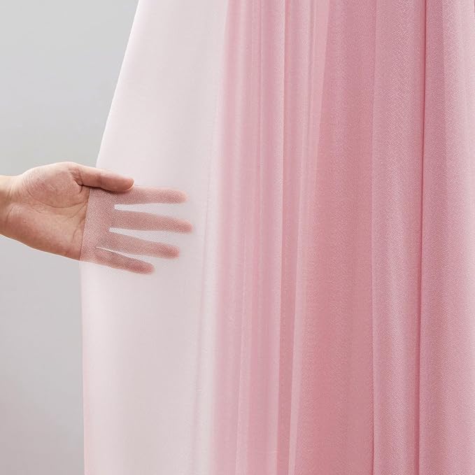 Wedding Arch Draping Fabric, 1 Panel 30" x 20Ft Dusty Rose Sheer Curtain Drapes Extra Wide & Long Backdrop Curtains for Easter Bridal Shower Backdrop Outdoor Party Arches Church Ceremony Decoration