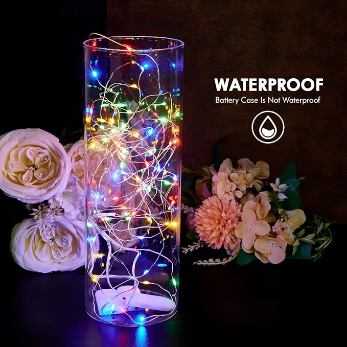 12 Pack Fairy Lights Battery Operated String Lights，7FT 20LED Waterproof Silver Wire Christmas Lights Outdoor,Firefly Mini Lights for Bedroom Party Birthday Wedding Home Decor